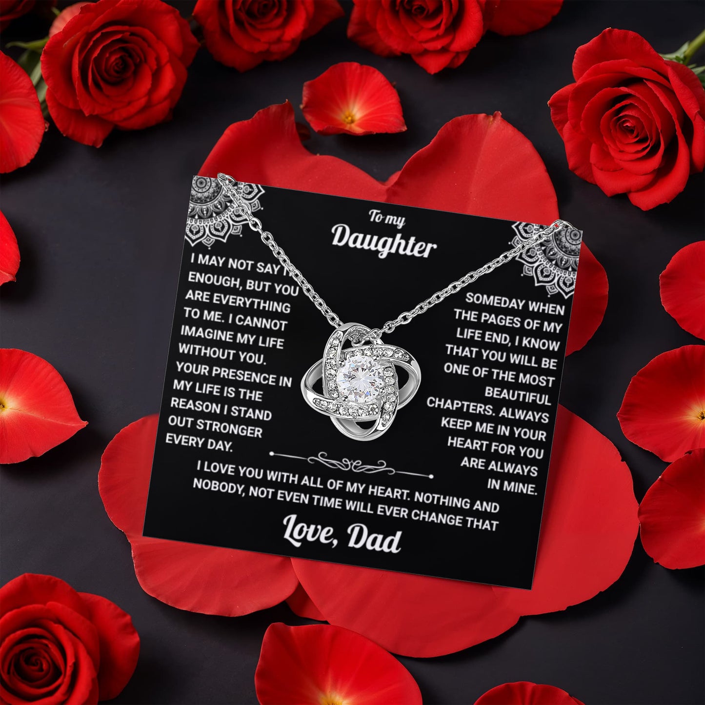 To My Daughter - From Dad - Rotating Rose Box Necklace Gift Set SS#28