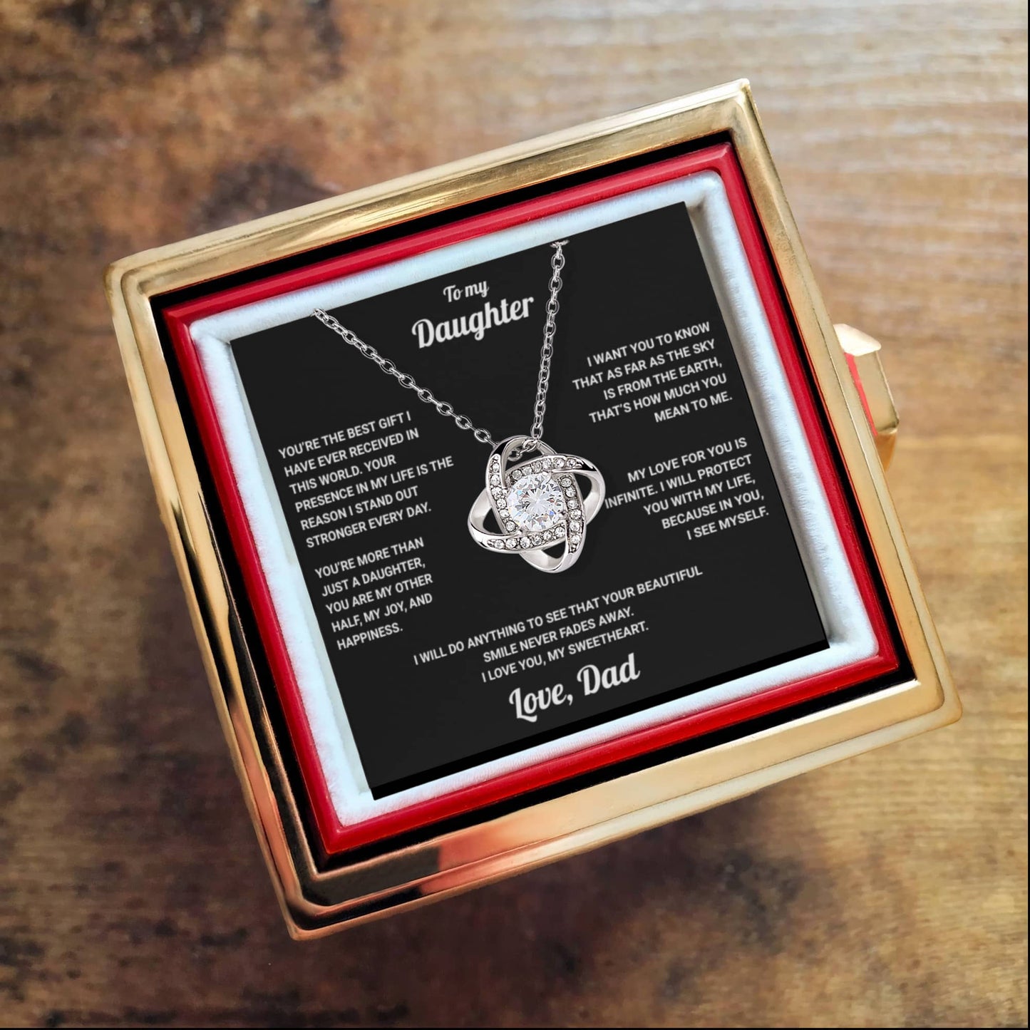 To My Daughter - From Dad - Rotating Rose Box Necklace Gift Set SS#27