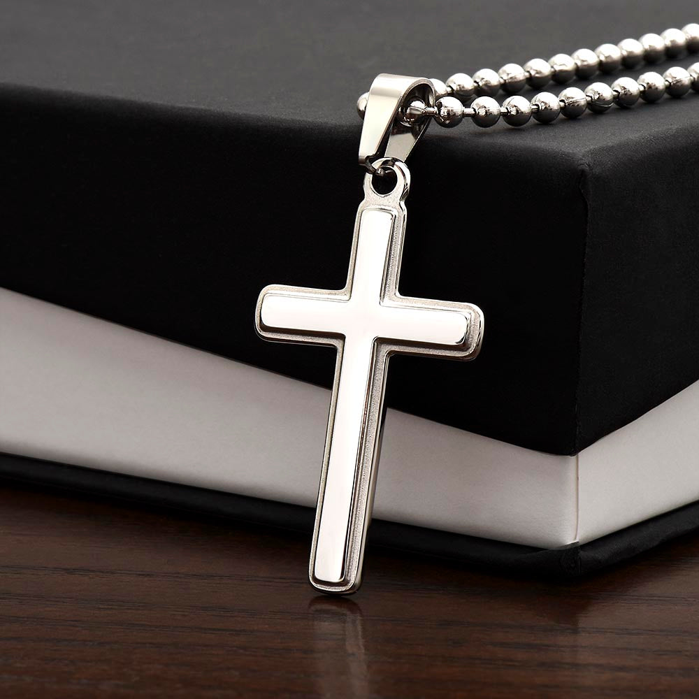 To My Son - From Mom - Cross Necklace with Engraving