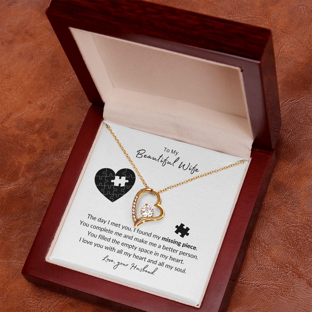 To My Wife - Missing Heart Piece Forever Love Necklace