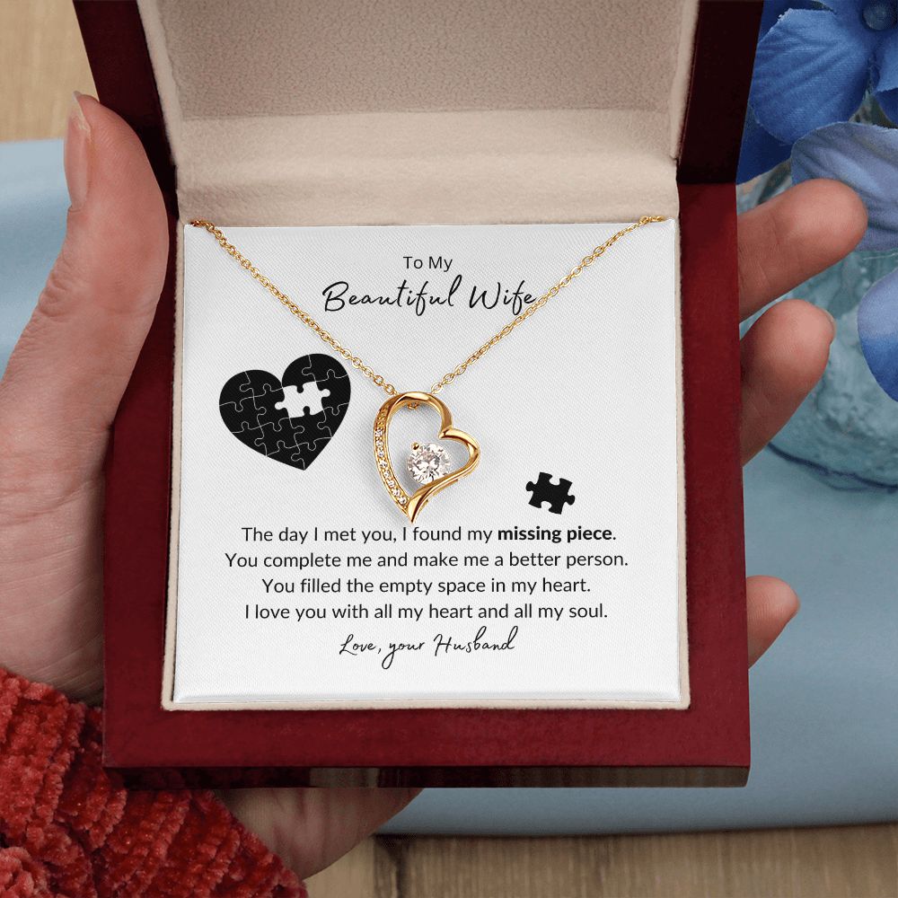 To My Wife - Missing Heart Piece Forever Love Necklace
