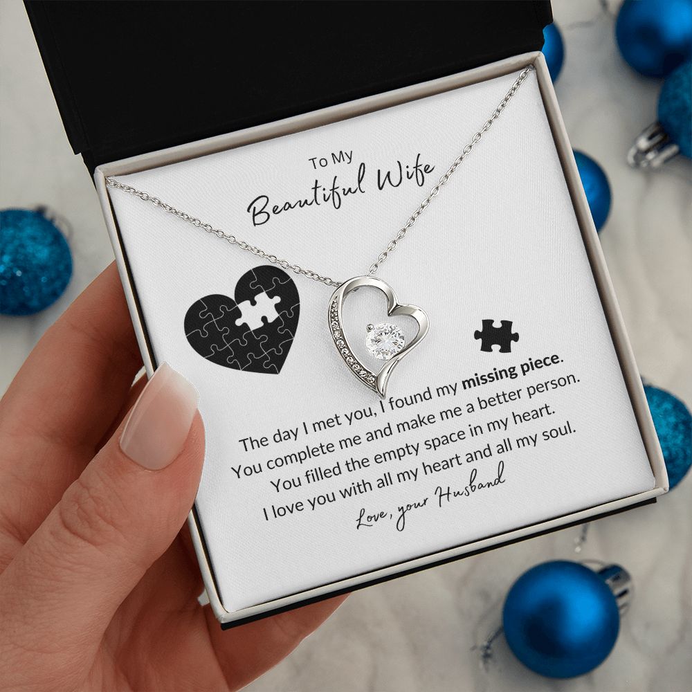 To My Wife - Missing Heart Piece Forever Love Necklace