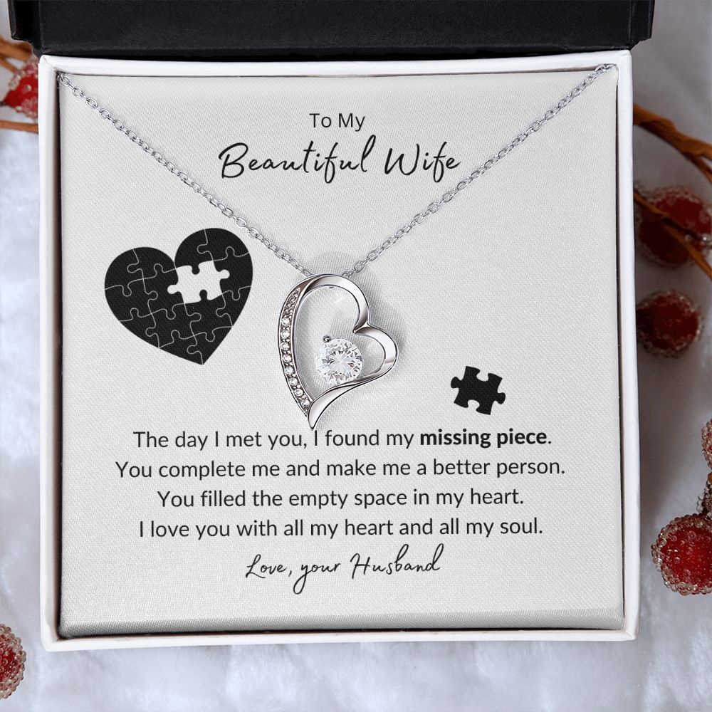 To My Wife - Missing Heart Piece Forever Love Necklace