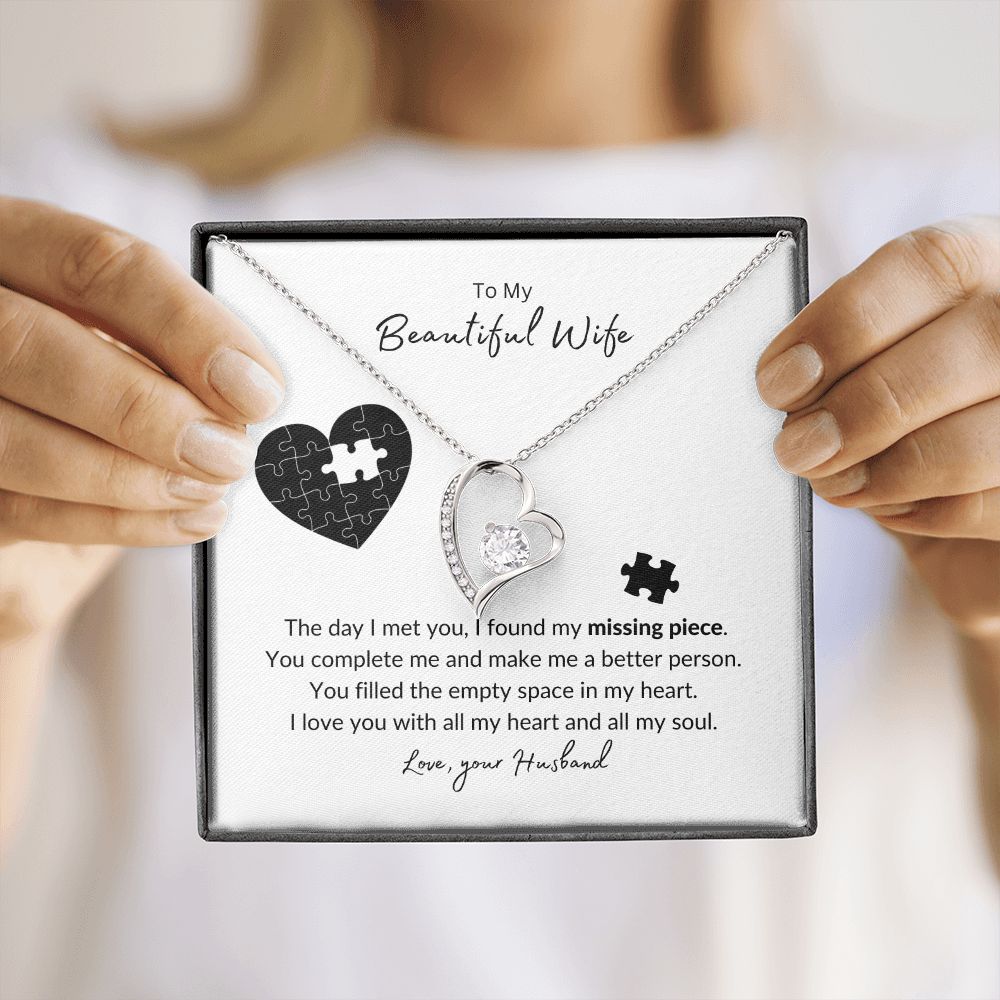 To My Wife - Missing Heart Piece Forever Love Necklace