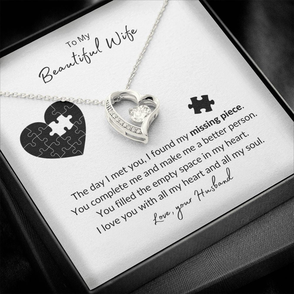 To My Wife - Missing Heart Piece Forever Love Necklace