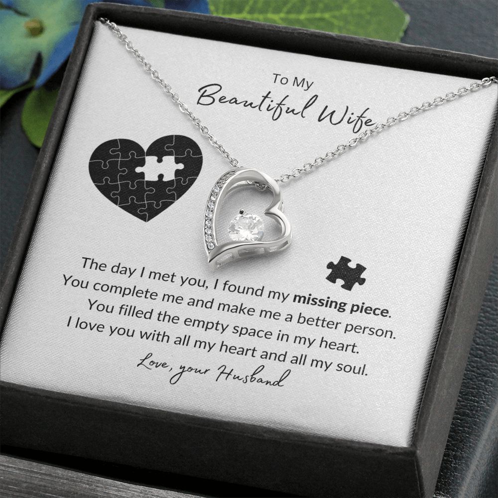 To My Wife - Missing Heart Piece Forever Love Necklace