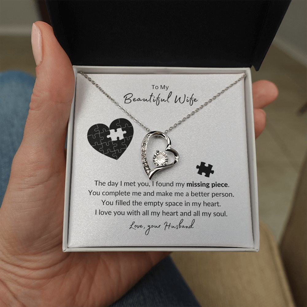 To My Wife - Missing Heart Piece Forever Love Necklace