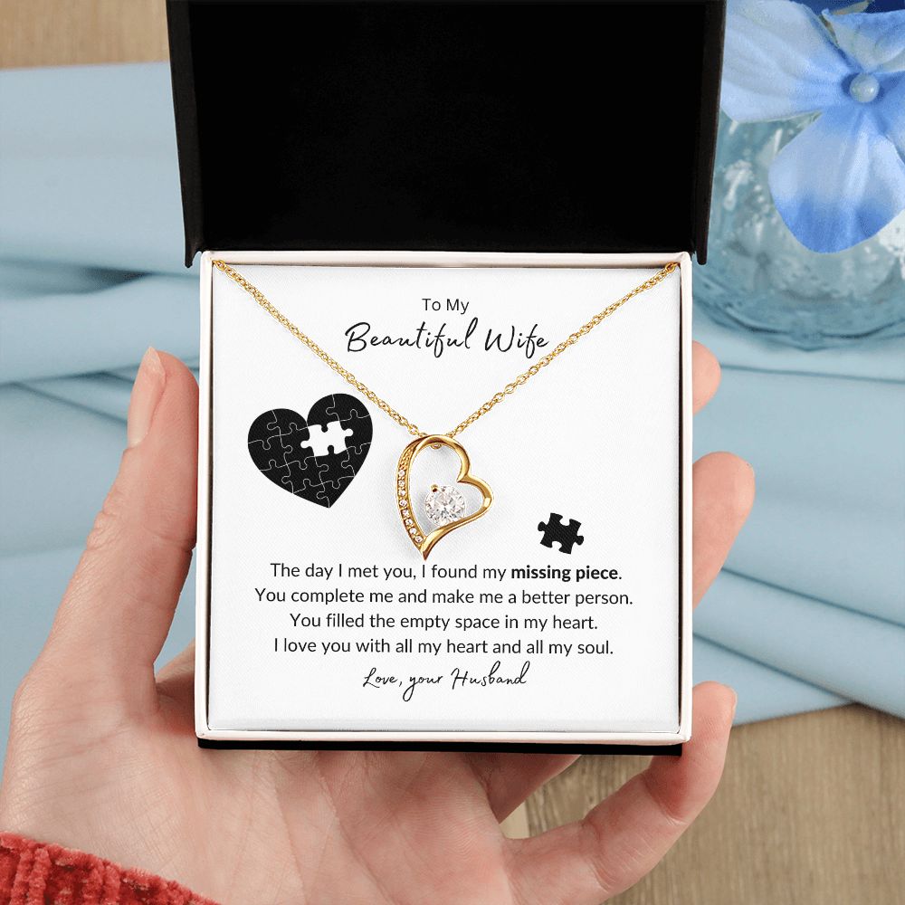 To My Wife - Missing Heart Piece Forever Love Necklace