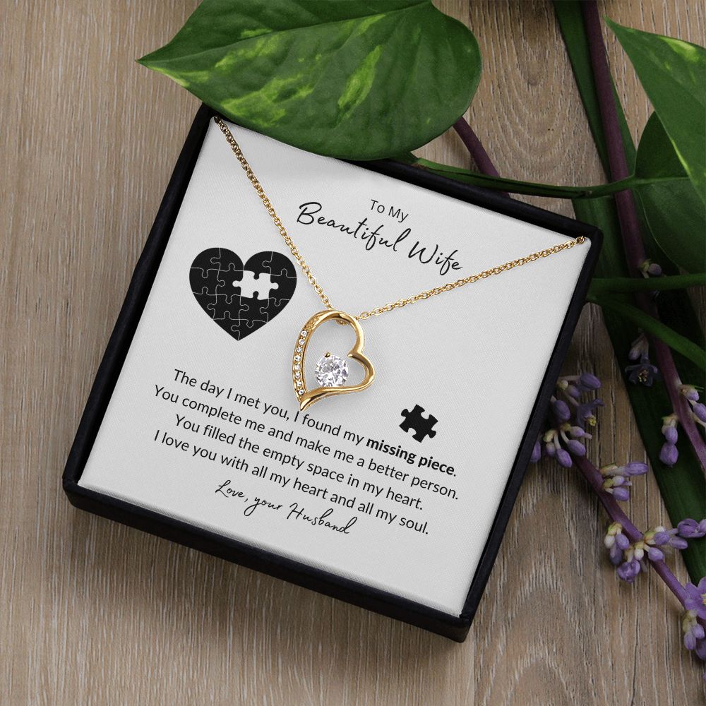 To My Wife - Missing Heart Piece Forever Love Necklace