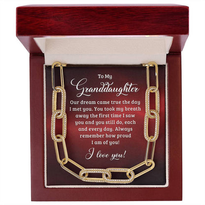 To Granddaughter CZ Paperclip Chain Necklace - SO - 0011