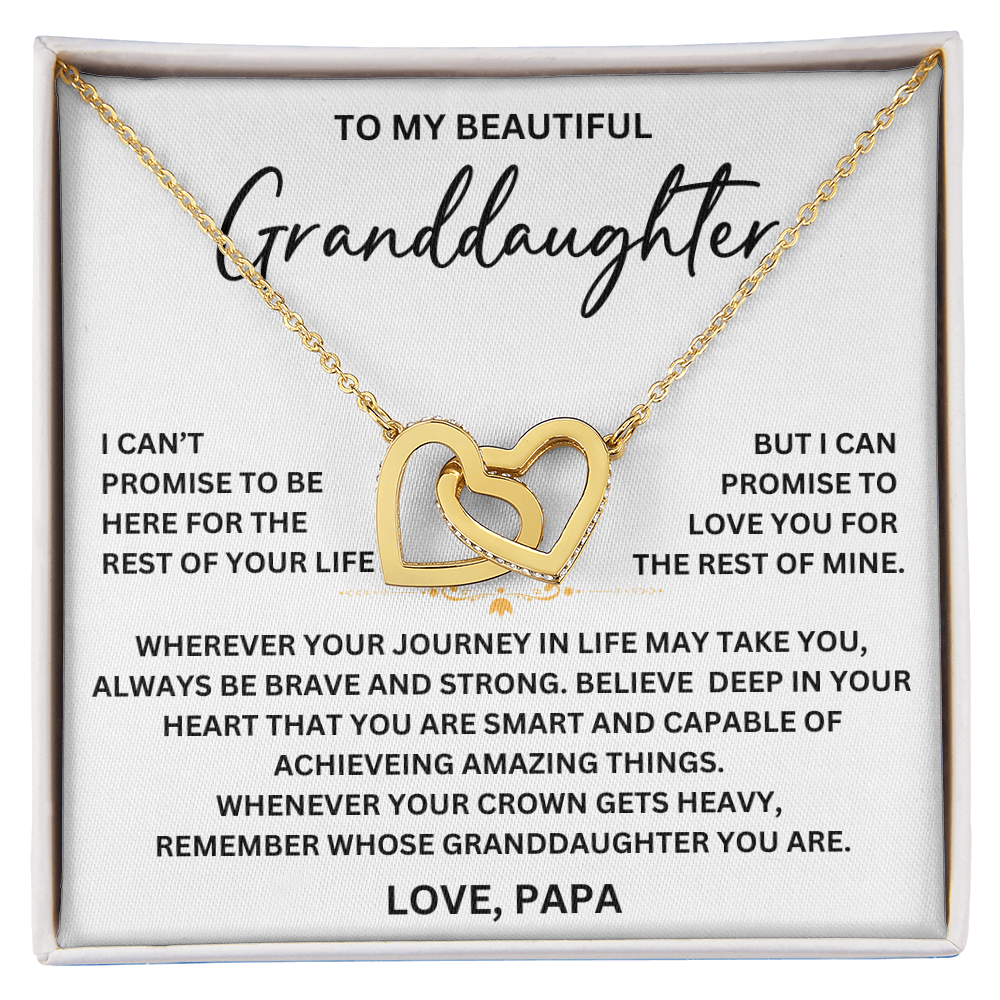 To Granddaughter / From Papa - Interlocking Hearts Necklace - SO#1124