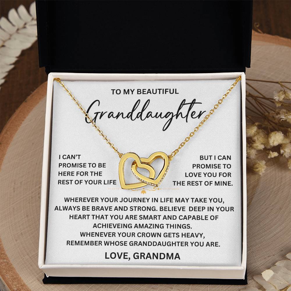 To My Beautiful Granddaughter - From Grandma - Interlocking Hearts Necklace