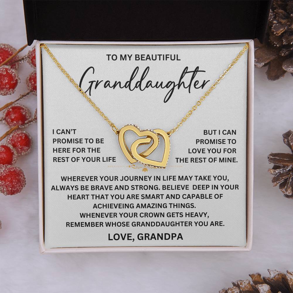 To My Beautiful Granddaughter - From Grandpa - Interlocking Hearts Necklace