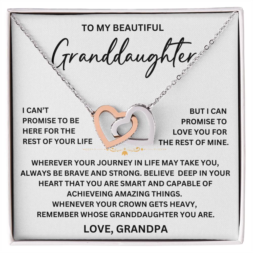 To My Beautiful Granddaughter - From Grandpa - Interlocking Hearts Necklace