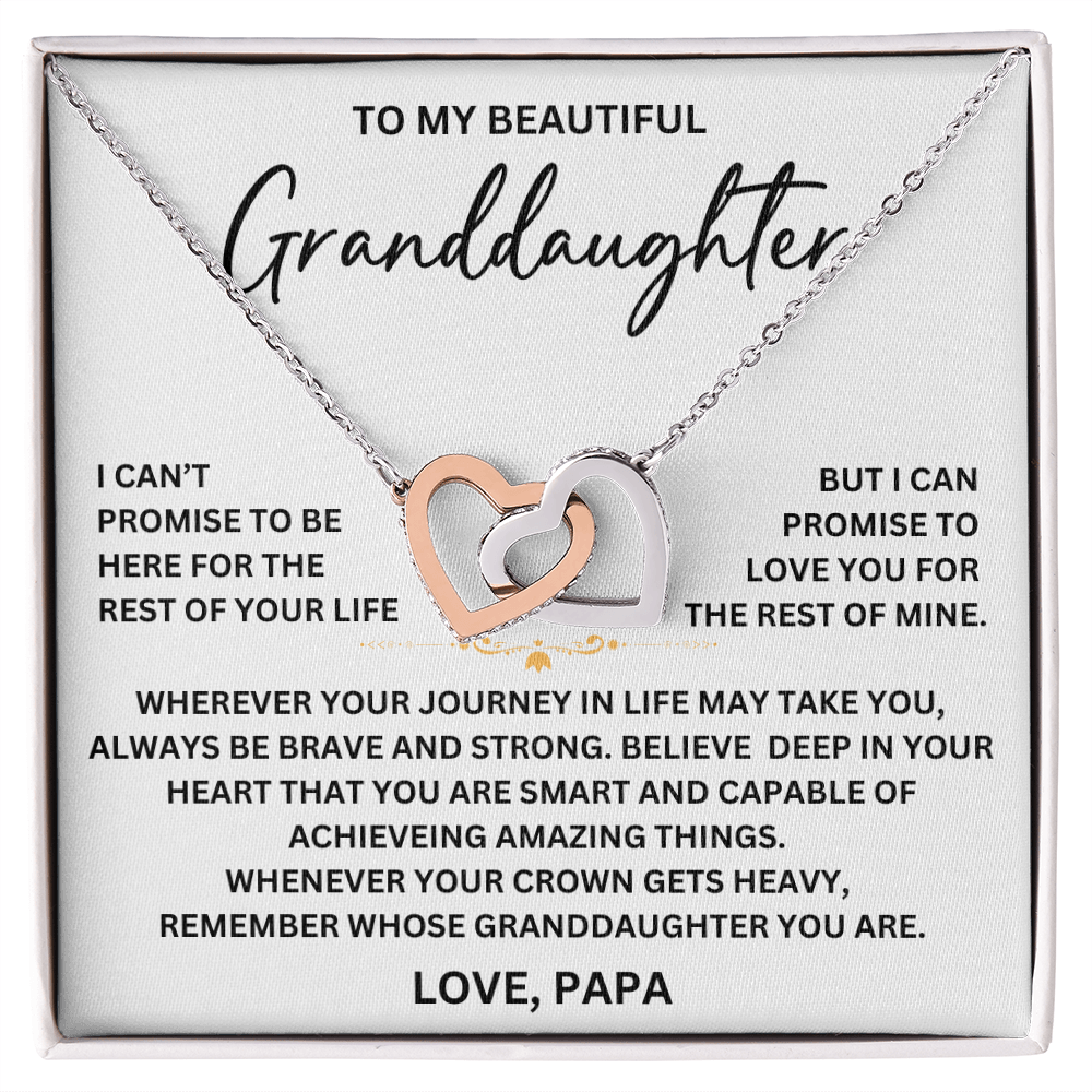 To Granddaughter / From Papa - Interlocking Hearts Necklace - SO#1124