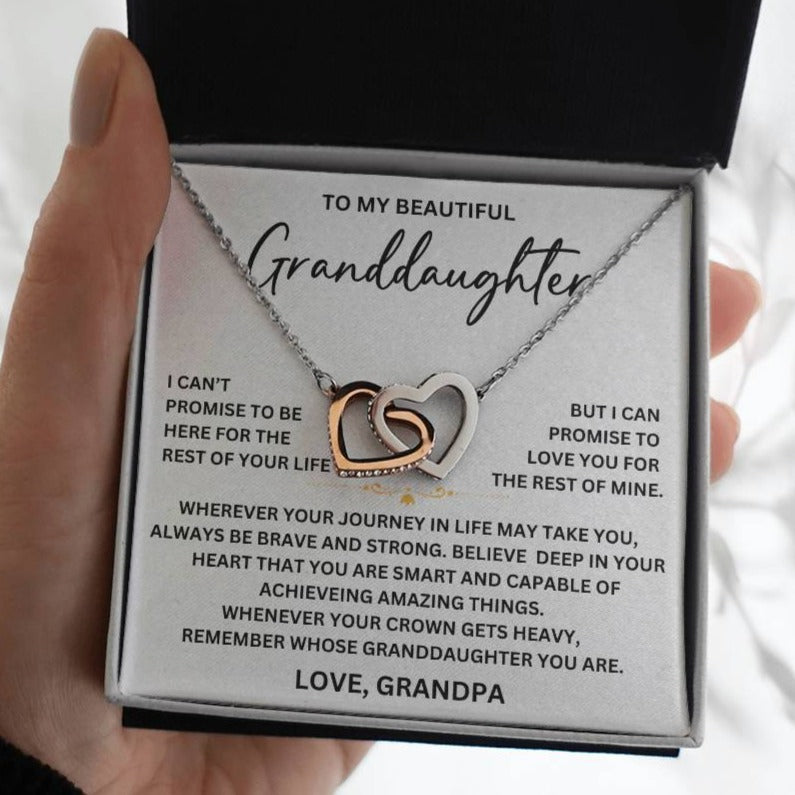 To My Beautiful Granddaughter - From Grandpa - Interlocking Hearts Necklace