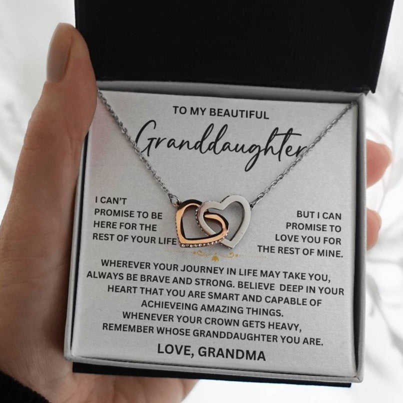 To My Beautiful Granddaughter - From Grandma - Interlocking Hearts Necklace