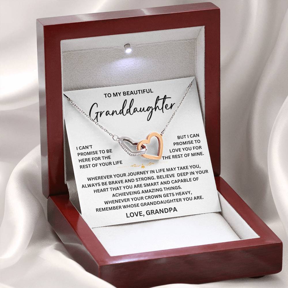 To My Beautiful Granddaughter - From Grandpa - Interlocking Hearts Necklace