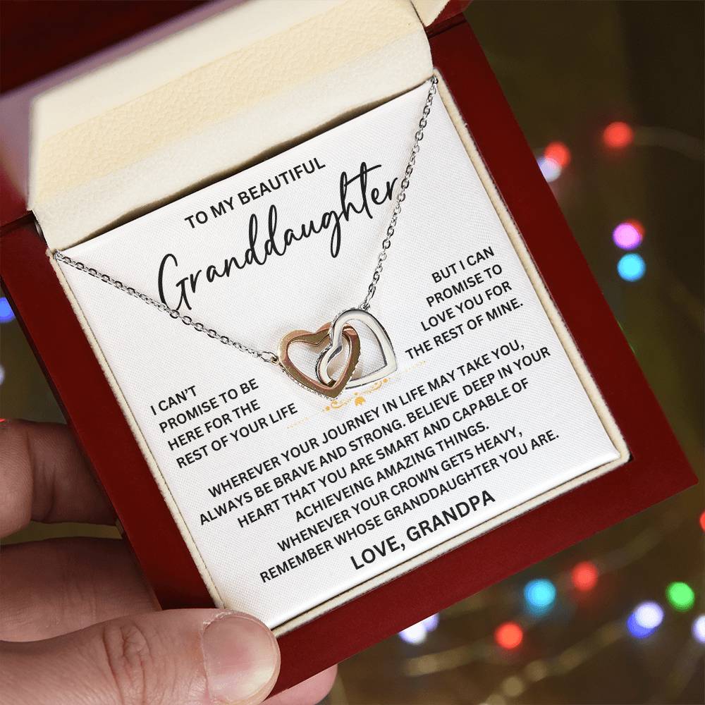 To My Beautiful Granddaughter - From Grandpa - Interlocking Hearts Necklace