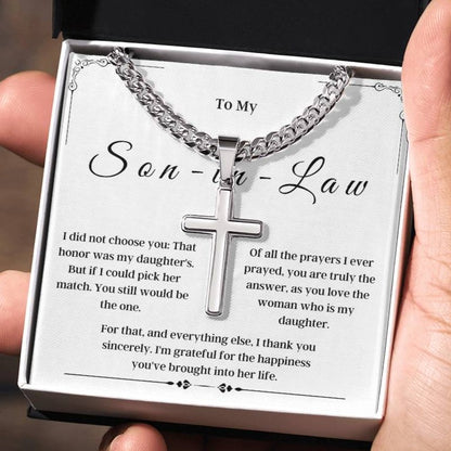 To my Son-in-Law  Artisan Cross Necklace on Cuban Chain - 02