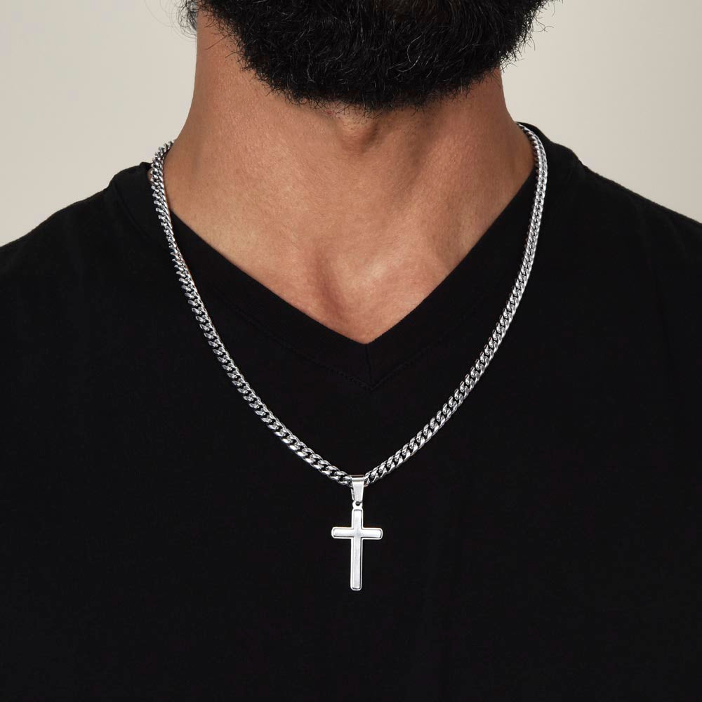 To my Son-in-Law  Artisan Cross Necklace on Cuban Chain - 02