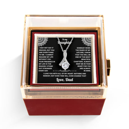 To My Daughter - From Dad - Rotating Rose Box Necklace Gift Set SS#28
