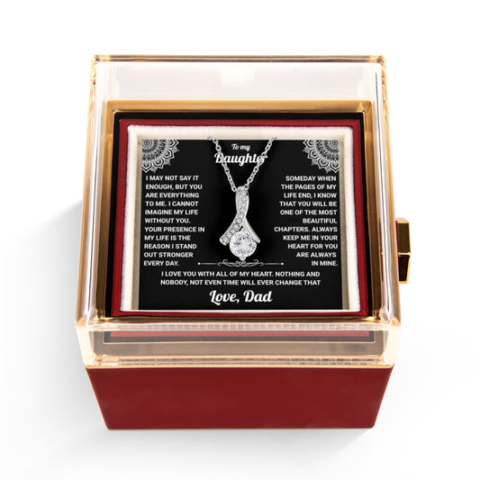 To My Daughter - From Dad - Rotating Rose Box Necklace Gift Set SS#28