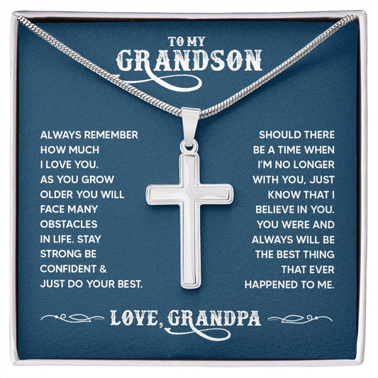 To Grandson / From Grandpa Artisan Cross Necklace - SO - 0041