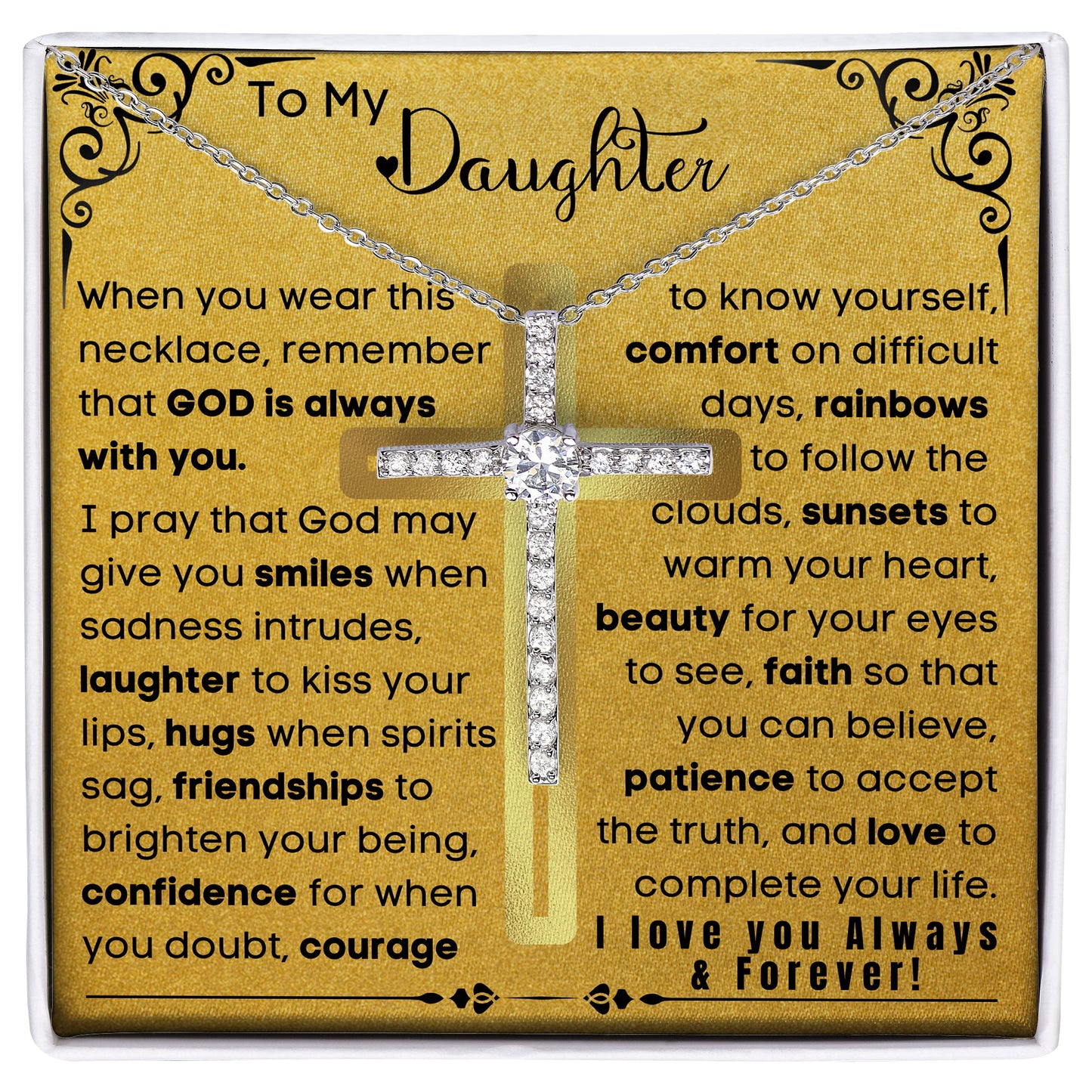 To My Daughter Cross Necklace