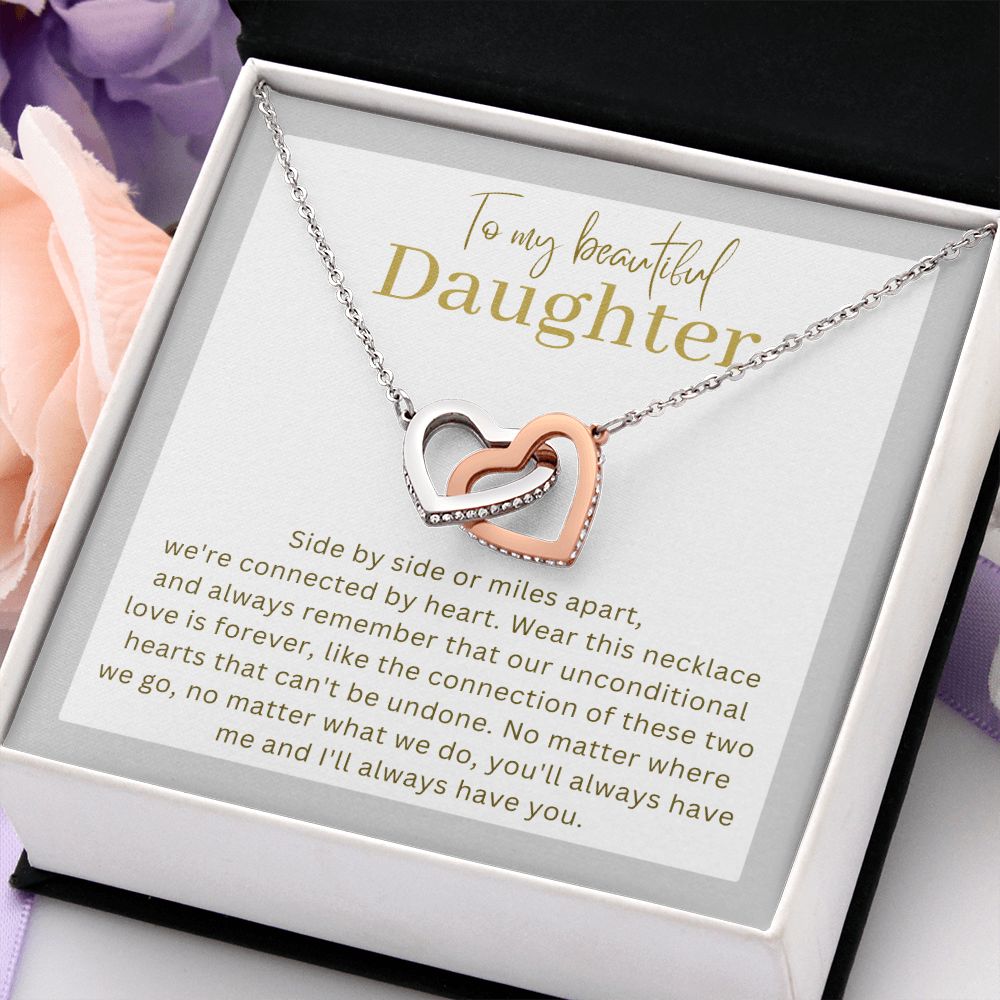 Sentimental Gift for Daughter - Interlocking hearts necklace